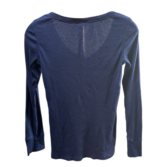 Victoria's Secret Navy Button Long Sleeve Ribbed Henley Top Small Y2K Preppy - Picture 5 of 9